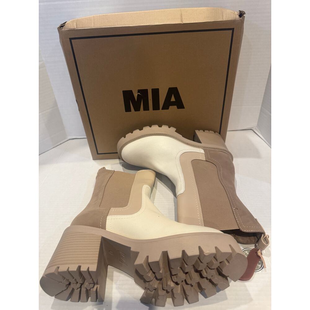 Mia Womens Remi Faux Leather Block Heel Mid-Calf Boots size 11M, beige&vory nib - Picture 8 of 10